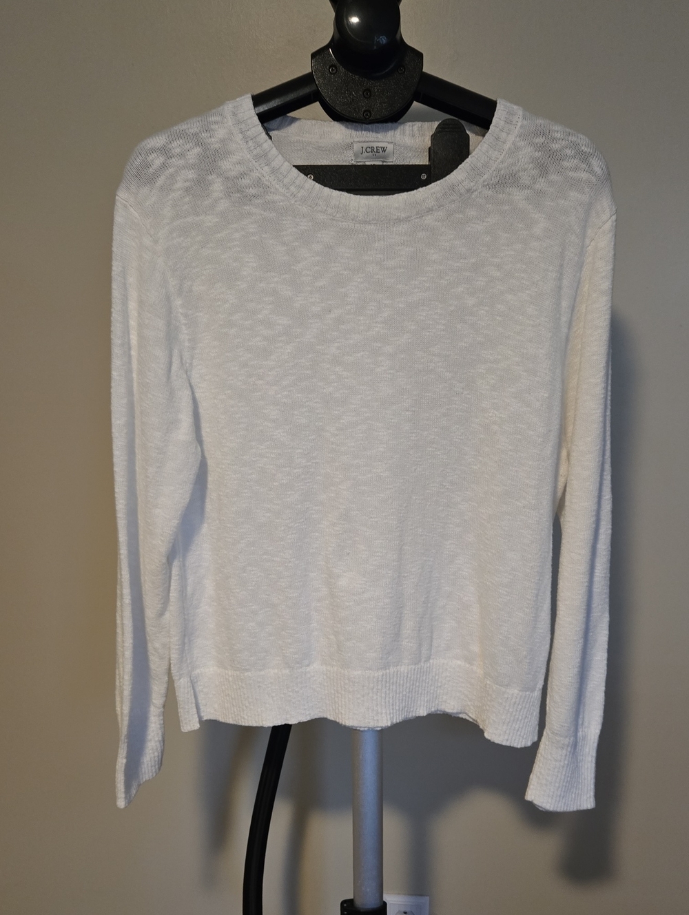 J. Crew White Lightweight Crewneck Sweater